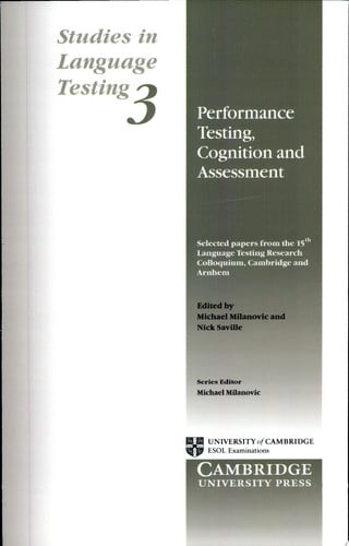 Front Cover Of Performance Testing Cognition and Assessment
