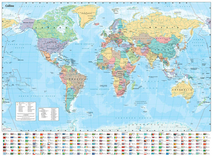 Front Cover Of Collins World Wall Paper Map