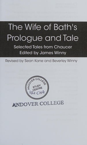 Front Cover Of The Wife of Bath's Prologue and Tale