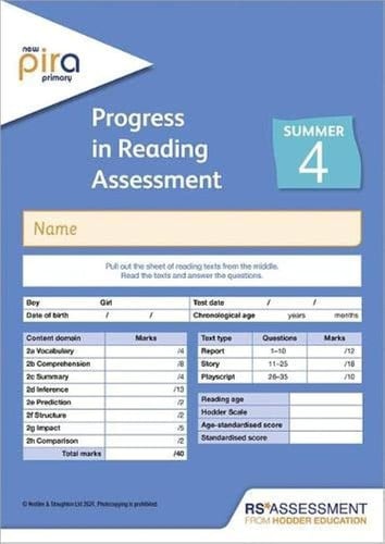 Front Cover Of New Pira Test 4, Summer Pk10