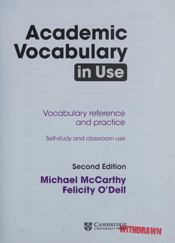 Front Cover Of Academic Vocabulary in Use Edition with Answers