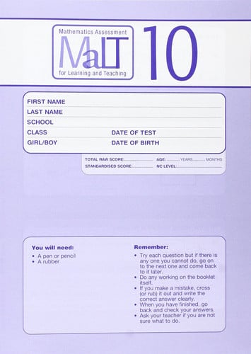 Front Cover Of Malt Test 10 Pk 10 (Maths Asst For L & T)