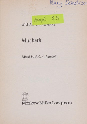 Front Cover Of Macbeth (Stratford Series)